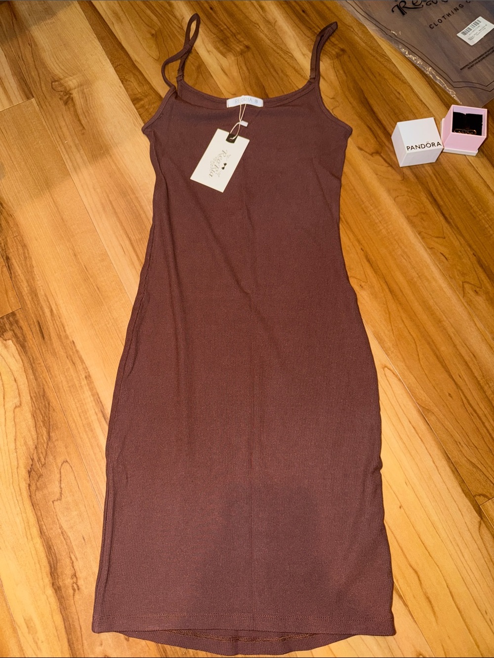 Bodycon ribbed Brown mini dress